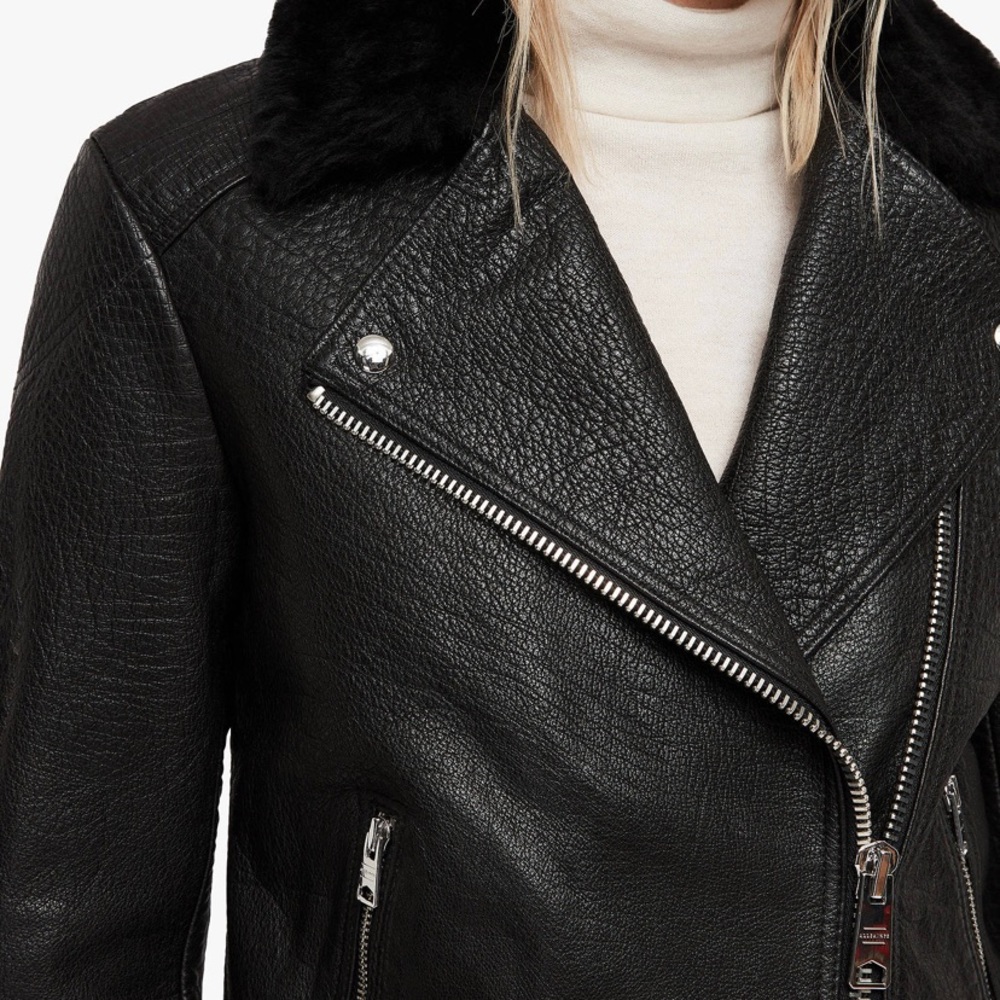 ALLSAINTS PATAYA LUX LEATHER JACKET SIZE 8